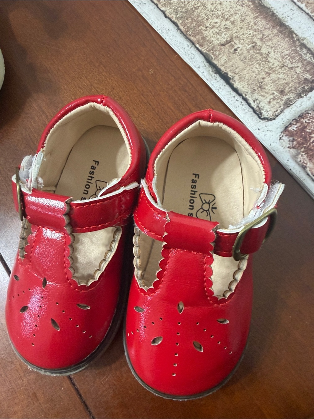 Red T-Strap Dress Shoes for Kids - Brand